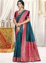 Silk Aqua Blue Traditional Wear Weaving Saree